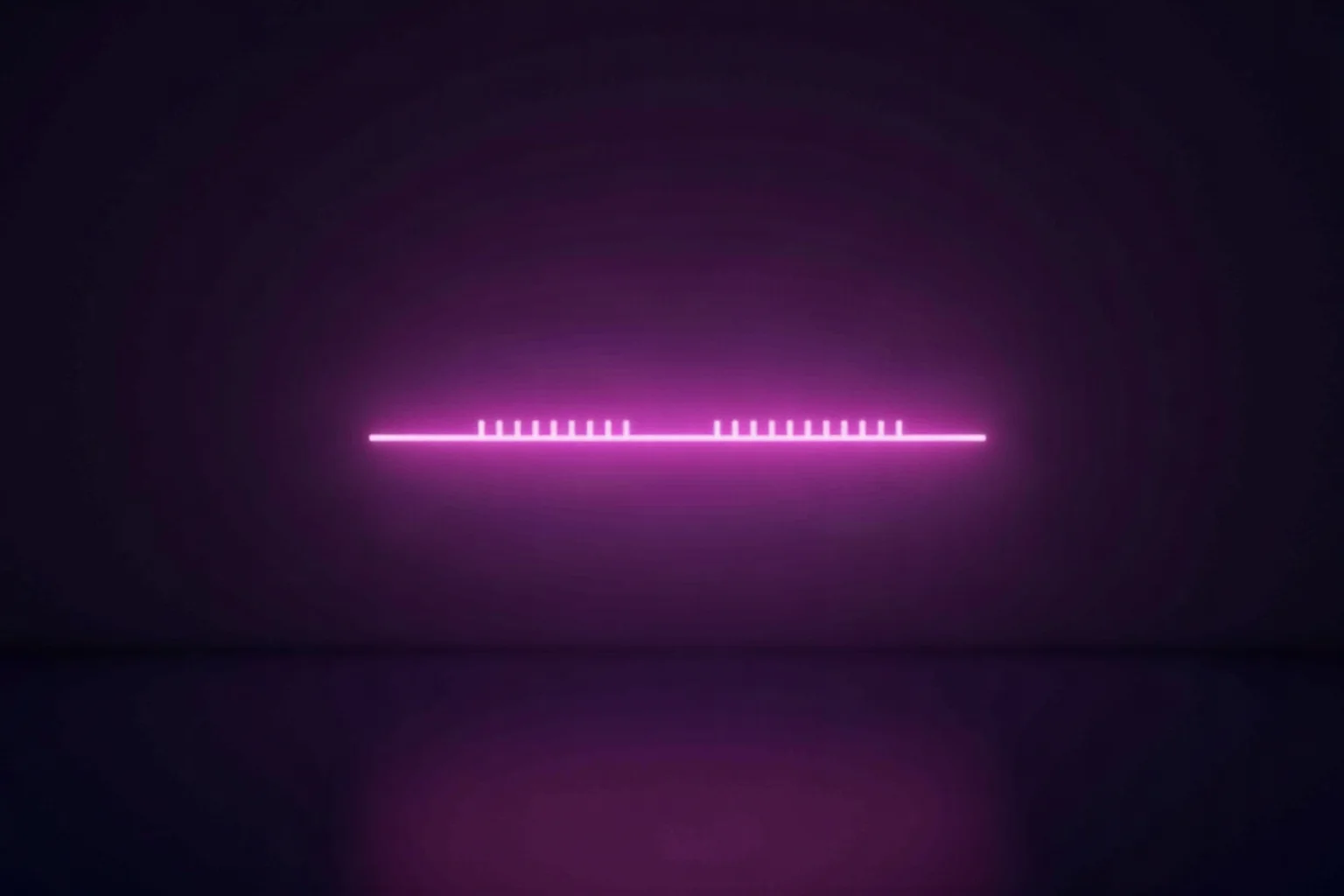 A glowing violet horizontal gauge filled about one third of the way, the remaining segments faint outlines, representing a free-tier message allowance partly consumed