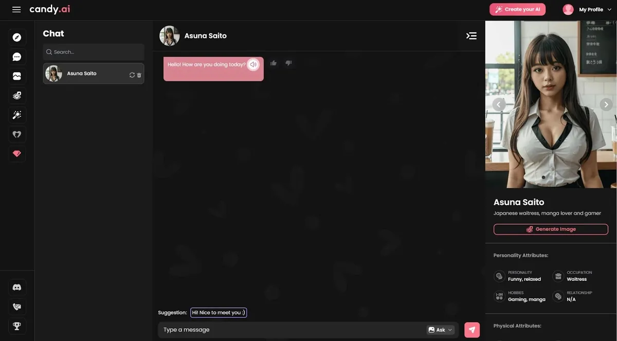 Candy AI interface screenshot