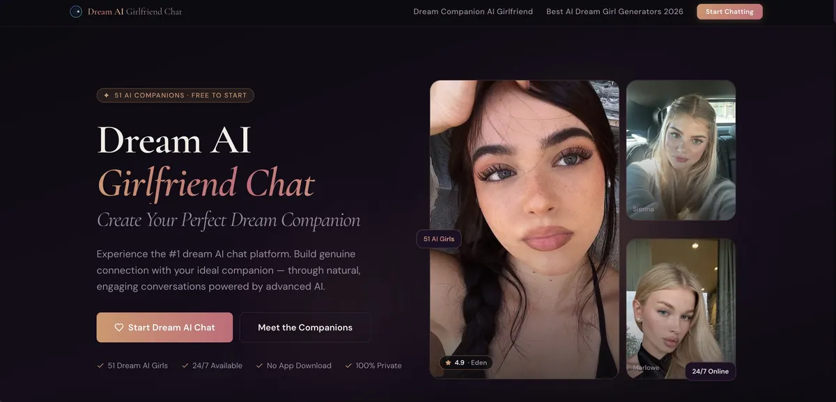 Dream Girl AI interface screenshot