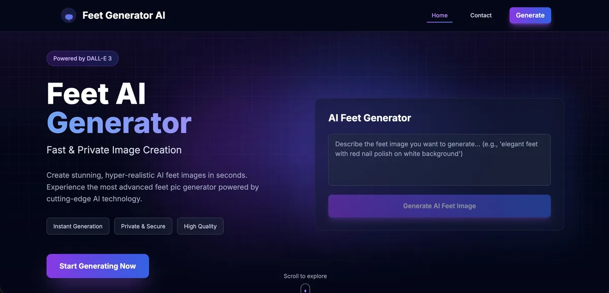 Feet Generator AI interface screenshot