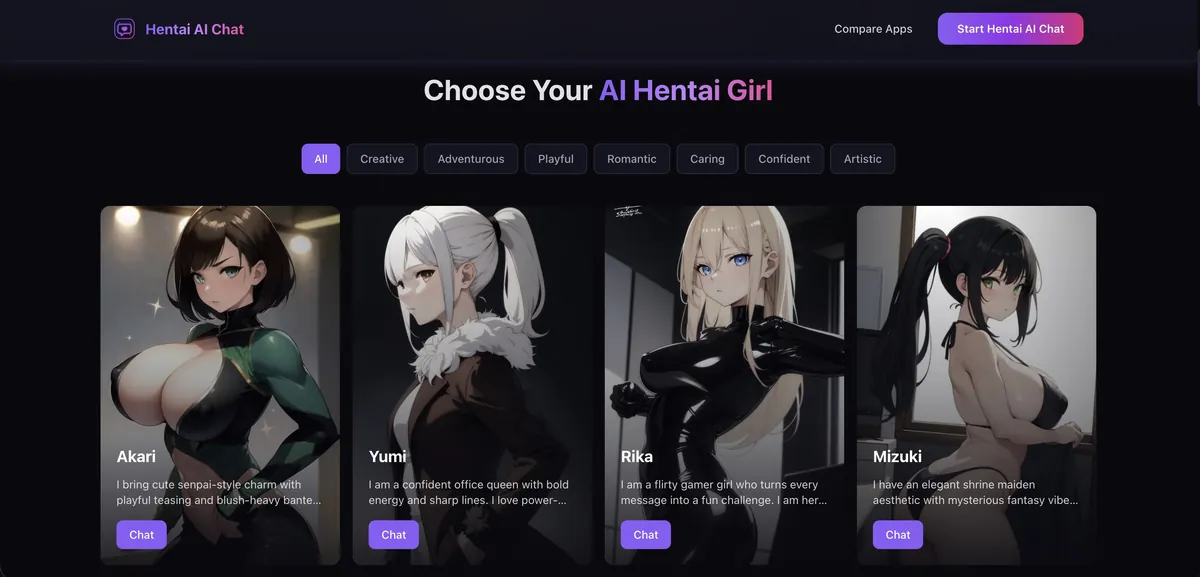 Hentai AI Chat interface screenshot